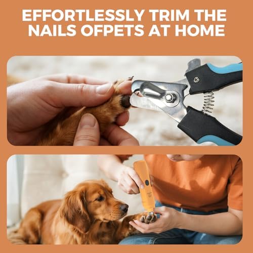 PAPIFFEED Dog Nail Clippers & Grinder with Manual Nail Clipper – Quiet 3-Speed Electric Dog Nail Trimmers with Dual LED, Rechargeable Pet Nail File for Dogs & Cats (Orange) - Image 2
