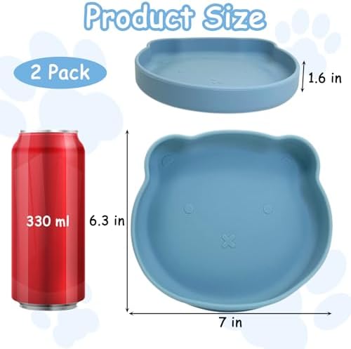 2Pcs Silicone Cat Bowl with Suction Cup 7in Shallow Dog Food Dishes - Image 2
