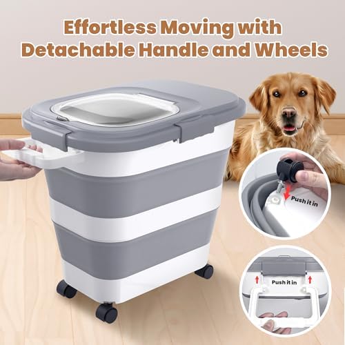 23-25Lbs Airtight Dog Food Storage Container,Collapsible Dog Food Container - Image 6