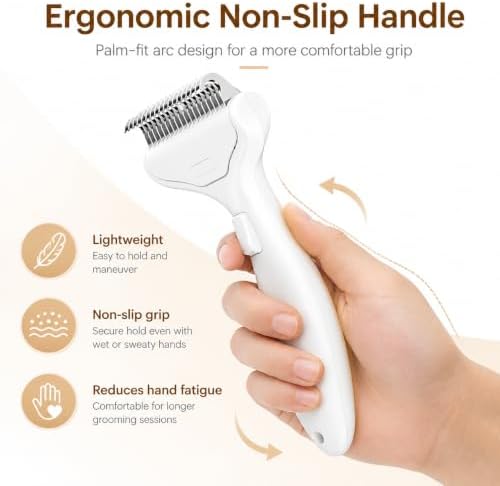 One-Click Self-Cleaning Dematting Comb,Remove Loose Hair,White - Image 2