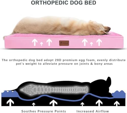 Waterproof Large Size Dog Crate Bed Orthopedic 41x27 Pink - Image 2