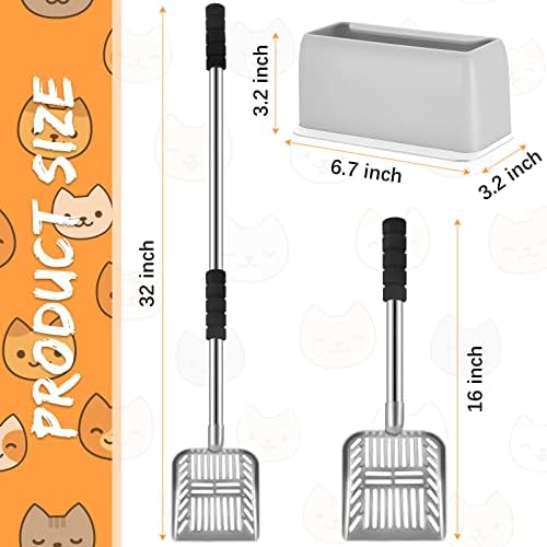 Hortsun 32 Inch Cat Litter Scooper Metal Long Handle Cat Litter Scoop, Gray - Image 2
