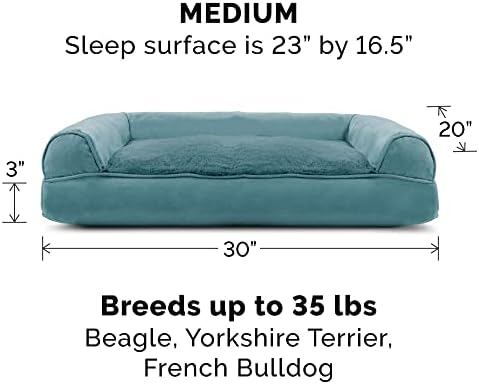 Furhaven Pillow Dog Bed for Medium/Small Dogs w/ Removable Bolsters & Washable Cover - Plush & Suede Sofa - Deep Pool, Medium - Image 2