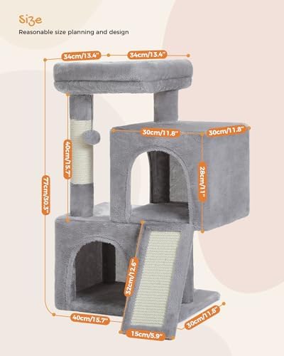 PAWZ Road 30" Cat Tower, Small Cat Tree with 2 Condos for Indoor Cats - Image 2