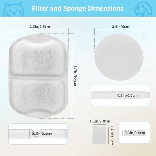 8 Set Dog Fountain Filter Replacement for 7L/230oz/1.8G Stainless Steel Dog Water Dispenser, YOIHABV Cat Fountain Filters, Triple Filtration Pet Water Filter, Replacement Filters and Sponges - Image 7