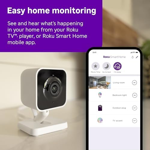 Roku Indoor Camera, Home Security with 1080p HD Color Night Vision, 2-Pack - Image 2