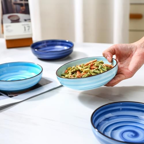 Selamica Ceramic Cat Bowls Set of 6, 5.6 Inch Cat Food Bowl, Gradient Blue - Image 7