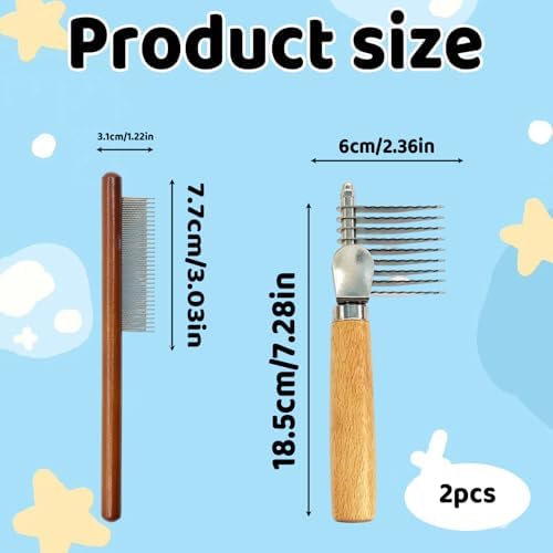 Dematting Comb for Dogs, Professional Dog Dematting Brush and Dematting Fur Rake Comb for Dogs, Long Steel Blades for Mat and Tangle Removal, Ideal for Long-Haired Breeds and Multi-Pet Households - Image 2