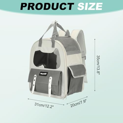 Cat Pet Backpack Carrier Gray 12"x8"x14" Travel Bag - Image 2