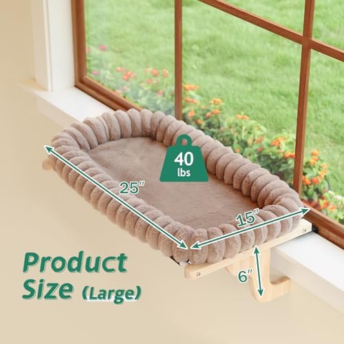 Zakkart SnugCloud Cat Perch for Windowsill (Natural Wood/Brown, L) - Image 7