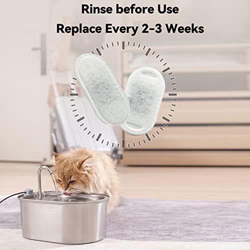 SOOFPET Cat Water Fountain Filters, 24 Pieces (12 Carbon + 12 Sponge), Replacement for 108oz/3.2L Stainless Steel Fountain - Image 7