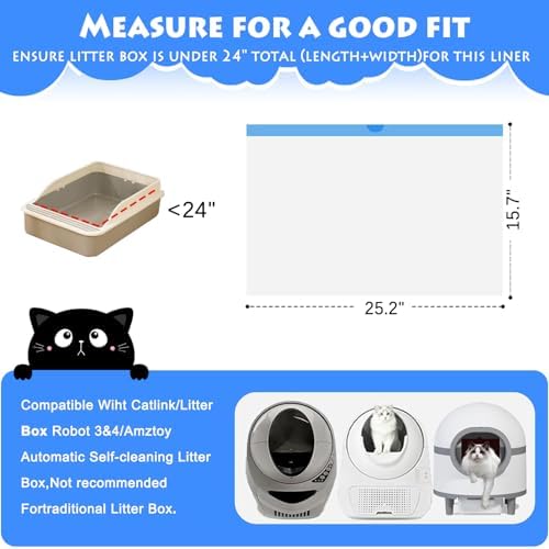 Cat Litter Waste Bags Liners,120 Count Compatible with Litter Box Robot 3&4,Heavy Duty Self Cleaning Automatic Litter Box Bags,25.2" x 15.7" - Image 2