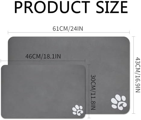YCT Pet Cat Food Mats - Non Slip Super Absorbent, with Footprints Logo, 18.1 x 11.8 inches, Dark - Image 7