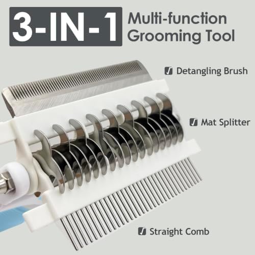 3-IN-1 Pet Grooming Comb, Undercoat Rake, Dematting Comb & Deshedding Tool - Image 2