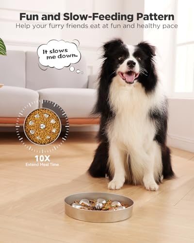 Slow Feeder Dog Bowls – Stainless Steel Non-Slip Metal Bowl for Slow Feeding, 5 Cups Large Capacity, Double-Sided Design for Dry, Wet, or Raw Food, Ideal for Small, Medium, Large Dogs - Image 2