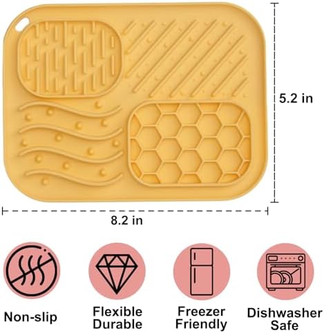 Lick Mat for Cat & Puppy, Premium Silicone Slow‑Feeder Bowl, BPA‑Free, Food‑Grade, Suction‑Cup Design for Dry & Wet Food – Anxiety & Boredom Relief, Dishwasher & Freezer Safe, Yellow - Image 2