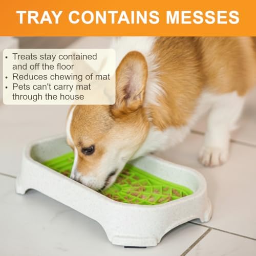 Neater Pets Neat-LIK Dog Lick Mat w/Mess-Proof Tray, Lick Mat for Dogs, Cats, Puppy, Reduces Anxiety & Boredom, Peanut Butter Slow Feeder, Interactive Treat Licking Pad (Green/Vanilla Bean) - Image 2