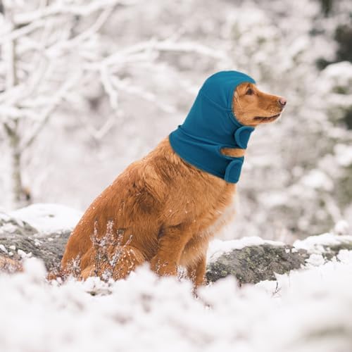 NACOCO Dog Calming Hoodie - Adjustable No Shake Dog Ear Covers Pet Head Ear Wrap Muffs Noise for Grooming Bath Fireworks(Dark Blue, L) - Image 7