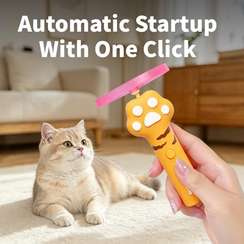 LED Glowing Cat Fetch Toy Launcher, USB Rechargeable Electric Flying Disc Toy with Soft Spinner Discs, Interactive Tracking Hunting Toy for Indoor Outdoor Kitten & Dog Daily Play(Yellow) - Image 2