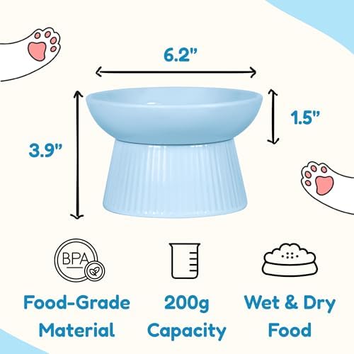 Unbreakable Raised Slow Feeder Bowl for Cats and Small Dogs, Elevated Cat Bowls, Detachable Slow Feede Bowl, Heavy Weighted, Non-Slip Feeder, Whisker Friendly (Blue, Round - 6.2w'' x 1.5h'' inch) - Image 7