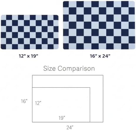 Checkered Dog Feeding Mat, Absorbent Mats for Dog Food and Water Bowl, Dispenser, Retro Aesthetic Navy Blue Checkerboard Pet Placemat for Dogs, Cats, Puppy Accessories, 24" X 16β - Image 7
