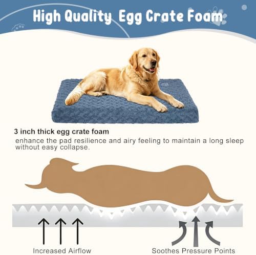 EMPSIGN Dog Bed Mat Crate Pad Mattress, Ultra Soft Pet Kennel, Navy, XL - Image 2
