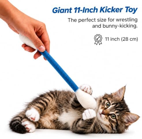 Glaciart One XXL Swabs Cat Toys with Catnip - 2 Pk | Durable for Chew, Cute Cat Toys Interactive Kitty for Boredom, Exercise, & Play | Filled w/Organic Catnip for Anxiety & as Digestive Aid - Image 2