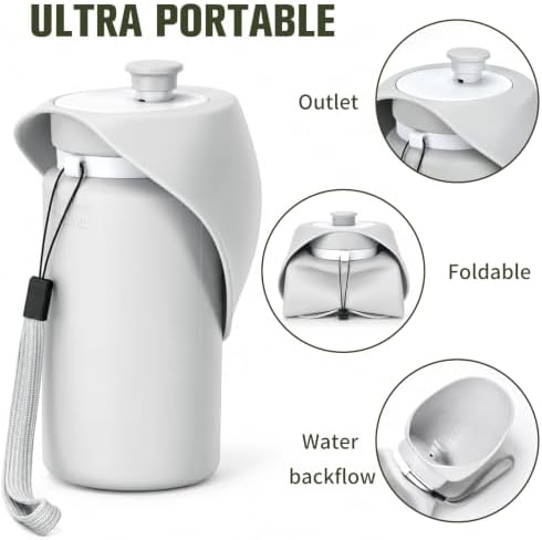 kissleaf Portable Dog Water Bottle, Collapsible, for Walks & Hiking, 550ml - Image 2