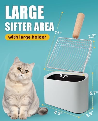 Cat Litter Scoop with Holder-Speed Sifter Litter Box Scooper Captures All Clumps - Kitty Metal Scooper, Kitty Litter Sifting Shovel Comfy Handle,Heavy Duty Speed Sifter,for Litter Box-Pro - Image 2