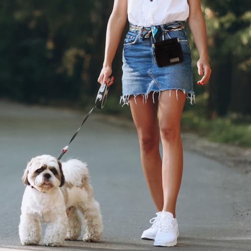 Dog Treat Pouch, Portable Auto Closing Dog Training Treat Bag with Carabiner, Hands Free Pocket Sized Snack Reward Pouch for Puppy Walking Travel Outdoor Use, Black - Image 7