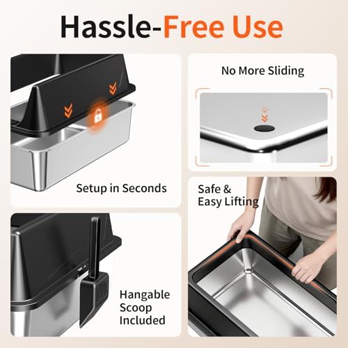 2 Pack XL Stainless Steel Litter Box with High Sides, Metal Litter Box - Image 7