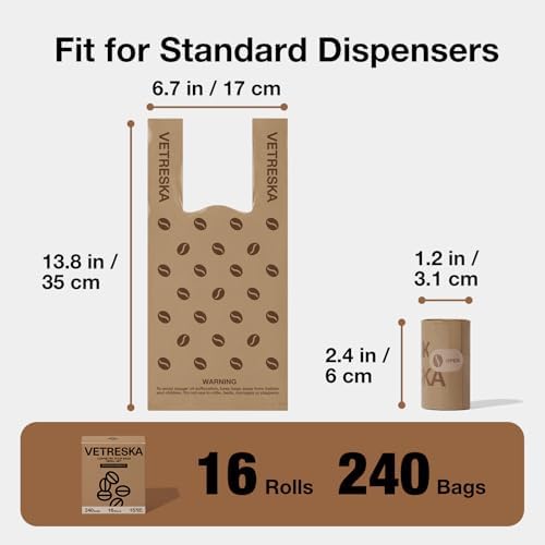 VETRESKA Dog Poop Bags with Handles 240 Count, Coffee Scented Waste Bags - Image 2