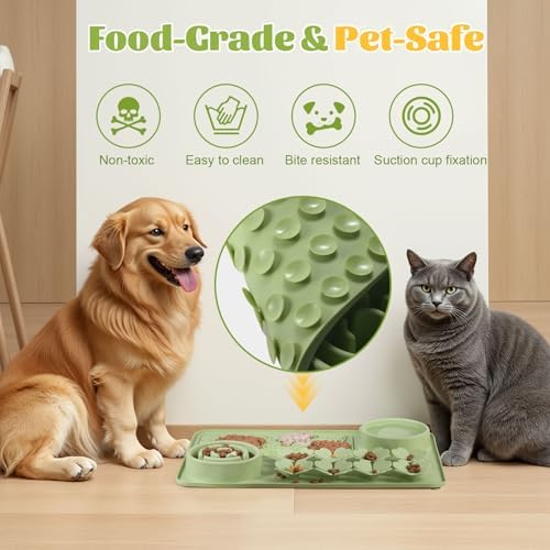 Silicone Lick Mat for Dogs & Cats – Slow Feeder Dog Bowl, Non-Slip Licking Mat for Large & Small Breeds, Puzzle Feeder & Snuffle Mat for Fast Eaters, Interactive Pet Food Mat with Measuring Spoon - Image 2