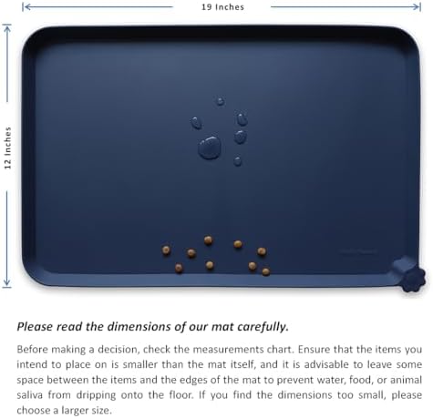 Hoki Found Silicone Pet Food Mats Tray - High-Lips Pet Dog Cat Bowl Mats - Dog Pet Cat Feeding Mat - Waterproof Dog Cat Food Mats -Pet Water Mats for Floors - French Navy - Image 5