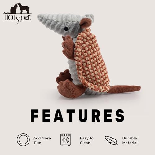 Hollypet Armadillo Squeaky Puppy Dog Toys for Small Medium Dogs, 8" - Image 6