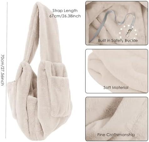 Cat Carrier Slings Soft Puppy Carrying Bag for Outdoor Travel Pet Boby Holder Hands Free for Small Dogs Kittens, Ivory - Image 2