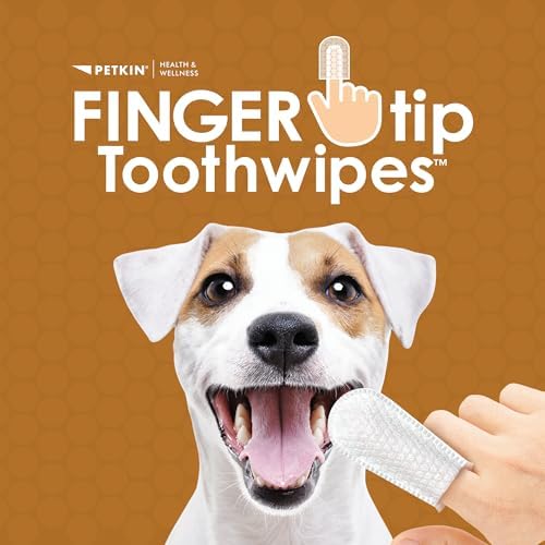 Petkin Fingertip Tooth Wipes for Dogs and Cats, 100 Finger Wipes - Slip-On, Snug Fit, Micro-Bristle Fabric - Cleans Teeth, Gums, Plaque & Tartar - Convenient, Ideal for Home and Travel - Peanut Butter - Image 2