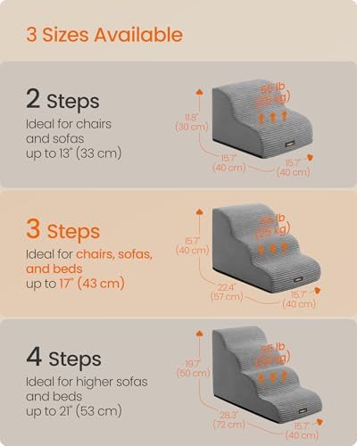 Feandrea 3-Step Dog Stairs, Waterproof, Anti-Slip, Gentle Slope - Image 6