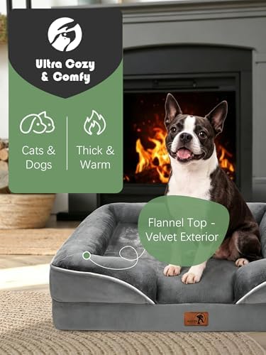 Spotted Play Orthopedic Dog Bed with Sides - Dog Sofa Beds for Small Dogs, Supportive Foam Pet Couch Bed with Washable Removable Cover, Waterproof Lining and Non-Slip Bottom, Grey - S - Image 2