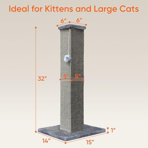 Cat Scratching Post for Indoor Cat, 32 Inch Large Cat Scratcher - Image 2