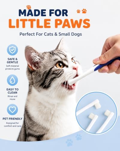 Cat Toothbrush 7Pack Ultra Soft Pet Toothbrush for Small Dog & Cat Set with 2 Finger Brushes - Soft Bristles for Gentle Pet Dental Care, Teething & Gingivitis Prevention for Puppies & Kittens - Image 2
