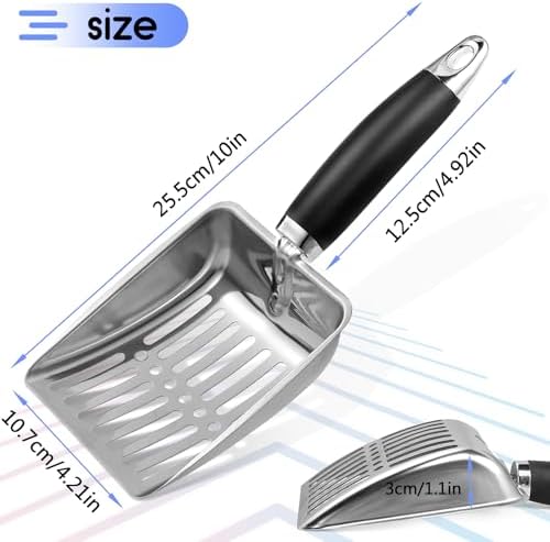 Stainless Steel Cat Litter Scoop,Metal Cat Litter Scoop,Kitty Metal Scooper,Sturdy Mesh Scooper,Suitabla cat Scooper for Cat Litter Box(Sliver) - Image 2