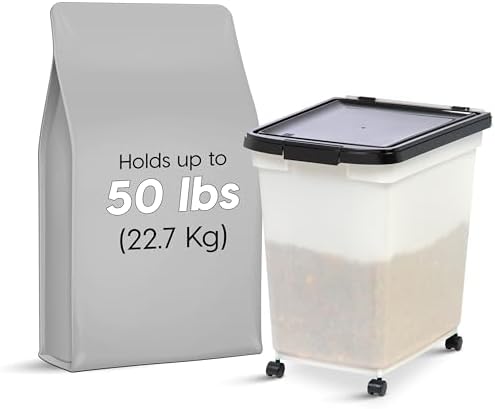 IRIS USA Dog Food Storage Container, Up to 50 lbs, Pearl/Black, Made in USA - Image 2