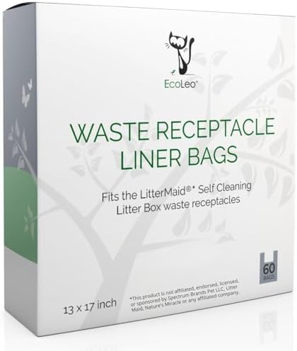 EcoLeo, Compatible with LitterMaid & Nature's Miracle Waste Receptacles, 60 Refill Bags with Handles, Cornstarch, Use in Self-Cleaning Litter Box Waste Trays - Image 7