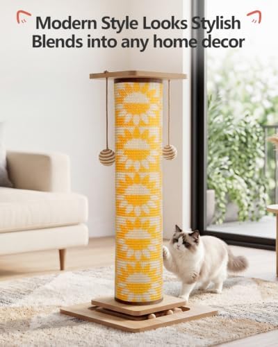 Odoland 31" Tall Large Cat Scratching Post with Replaceable Scratcher Pad - Image 2
