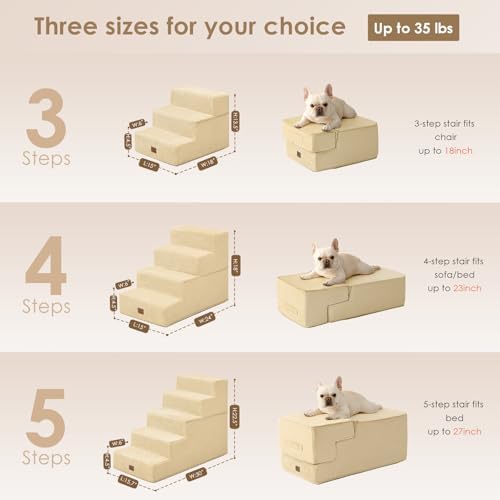 EHEYCIGA Dog Stairs for High Bed 22.5" H, 5-Step Dog Steps, Graige - Image 2