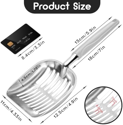 Cat Litter Scoop, Metal Cat Scooper, Plastic Handle Scoop, Sifting Shovel for Christmas – Heavy Duty Aluminum Alloy Litter Box Scoop with Deep Mesh, Design for Easy Waste Removal and Cleaning(Gray) - Image 2