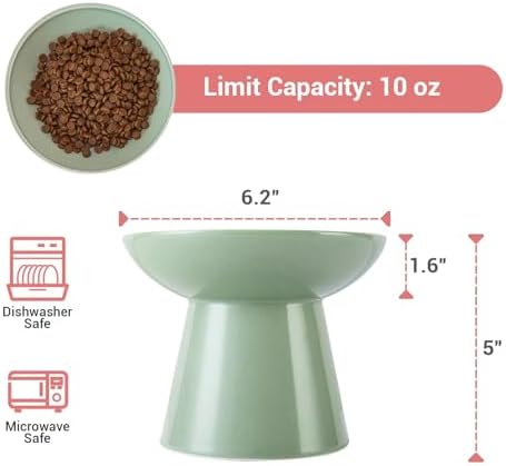 CEEFU 2-Pack Extra Wide Elevated Ceramic 6.2" Shallow Cat Food Bowls - Image 2