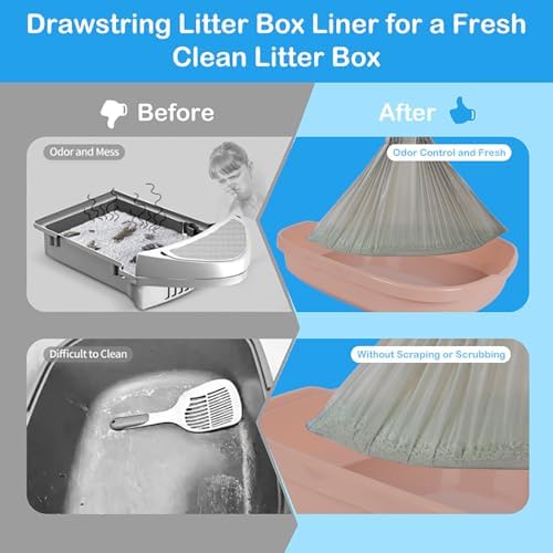 50 Count Cat Litter Box Liners Compatible with Robot 4 & 3 Liners for Self Cleaning Litter Box Replacement Cat 25.2" x 15.75" Waste Bags Litter Bags - Image 2