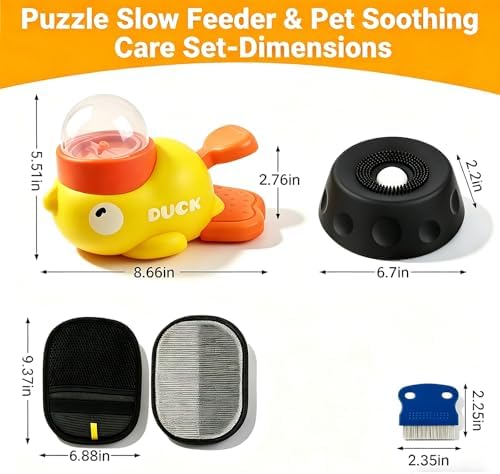 Non Bisphenol A Ball Dog Lick Bowl, Duck Snack Dispenser, Pet Beauty Gloves, Cleaning Comb, Suitable for Small and Medium Sized Dogs and Cats, Non Slip Dishwasher Safe - Image 2